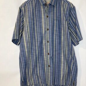 Tommy Bahama Blue and Yellow Striped Shirt